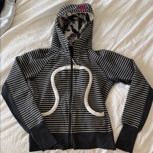 lululemon athletica Black and White Striped Zip Hoodie